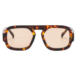 mincl Retro Square Sunglasses Women Fashion Gradient Shades UV400 Men Punk Blue Green Sun Glasses N47 (leopard champagne)