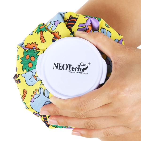 Neotech Care Ice Pack for Injuries, Swellings, Headaches, Pain Relief, First Aid - Cool Pack with Screw Lid - Reusable, Refillable Bag 12cm Animals