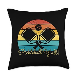 PICKLEBALL Y'ALL Funny Paddle Ball Pickle Sunset Meme Throw Pillow