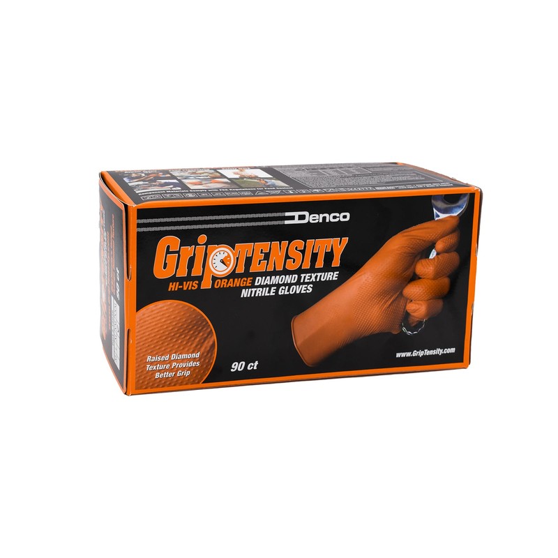 DENCO DISTRIBUTING, INC. Griptensity Orange Diamond Texture Nitrile Gloves -