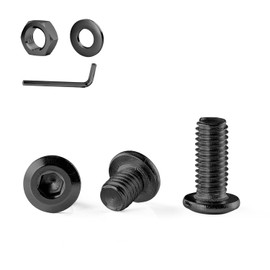 GOHODOMINO M5×12mm Flat Head Socket Cap Screws Bolts, Nuts, Flat Washers, 20Pcs, 304 Stainless Steel, Black Oxide, Allen Socket Drive, with Hex Spanner