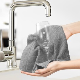 LIVOS Microfiber Cleaning Cloth Roll - 80 Pack, Reusable Paper Towels, Microfiber Towels for Cars, Super Absorbent Lint Free Cleaning Rags for House, Kitchen, Window-Check Grey, 11.5"x11.5"