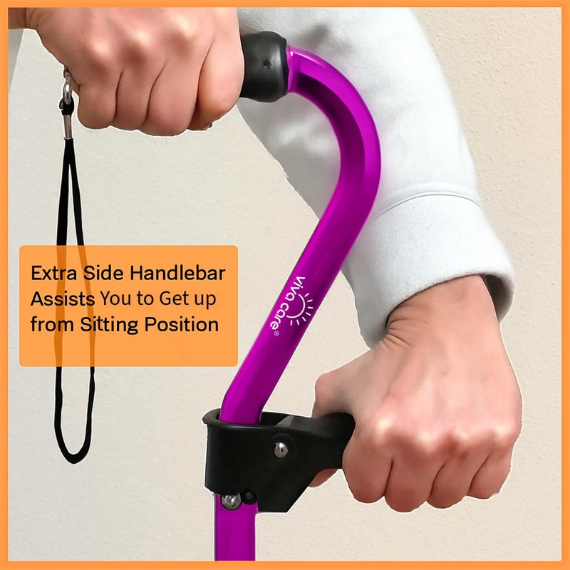 VIVA CARE Walking Cane with 4 Prongs & Extra Handle