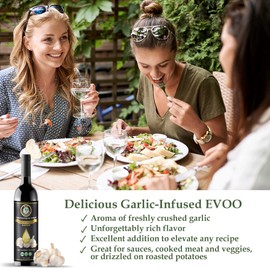 M.G. PAPPAS High Polyphenol Rich Garlic Infused Olive Oil - Extra Virgin Olive Oil - Over 500mg/kg - Cold Pressed & Unfiltered - High Hydroxytyrosol Greek Olive Oil - Award Winning