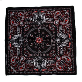 Zac's Alter Ego Skulls, Wings & Vintage Paisley Print Cotton Bandana