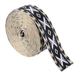 QUARKZMAN 5 Yards Cotton Webbing Strap, 1.5 Inch (38 mm) Jacquard Webbing Embroidery Strap Polyester Webbing Straps for Purses Clothing, Black and White