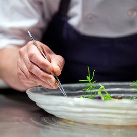 Bonigour 8 Inch Precision Offset Tweezers, Kitchen Culinary Stainless Steel Tongs, Curved Kitchen Cooking Multi-function Chef Precision Tweezer Tongs for Plating, Food Decorating and ect (Black)