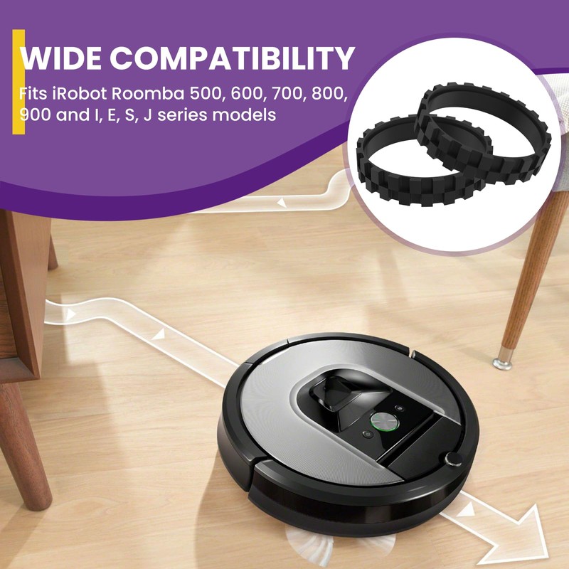 SATUY 4 Packs Tires Replacement for ROOMBA, Sweeping Robot Wheels