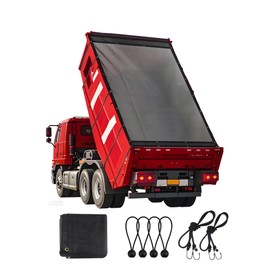 Ezcasch Dump Truck Mesh Tarp 7'x18' Vinyl Coated Dump Trailer Tarp 18oz Dump Truck Tarp Truck Bed Tarp Two Pockets with 3'' and 5'' Widths and Grommets Double-Stitched Edges for Truck Transport