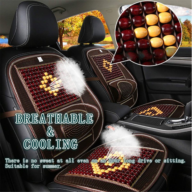 Wood Beaded Comfort Seat Cover with Cooling Ventilated Mesh Lumbar