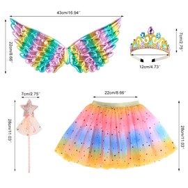 M MUNCASO Girls Fairy Costume Fancy Dress Up Butterfly Costume Sets Princess Dress Tulle Costume Set with Butterfly Wings, Wand and Headband Set for 3-8 Years Girls
