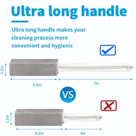4TH Pumice Stone Toilet Bowl Cleaning Stick with Extra Large Handle,Cleans Away Limescale Stain,Hard Water Rings, Calcium,Iron and Rust. Remover for Tile/Bath/Kitchen - 2 Pack