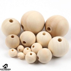 COLORBIRD Wooden Beads, Handmade Accessories, Parts, Crafts, Necklaces, Craft Supplies, Bead Accessories (0.7 inch (18 mm), Approximately 60 Pieces