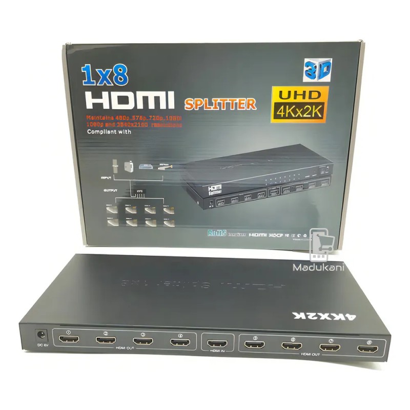 Splitter HDMI Divisor Seisa 1x8 Full HD 1080p 3D Amplificador