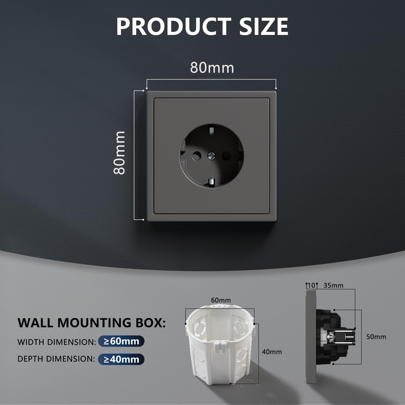 BSEED 1 Compartment Schuko Socket, 250 V 16 A Sockets,