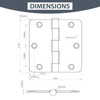 6 Pack 3.5" x 3.5" Black Door Hinges, Matte Black