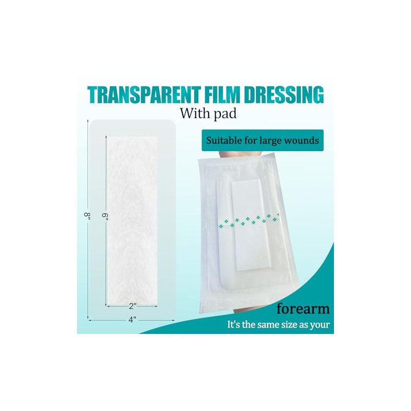 Apósito transparente con almohadilla, impermeable, para el cuidado posterior de