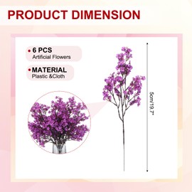 PATIKIL Artificial Flowers, 6pcs European Fake Flowers DIY Bouquet Fake Floral for Home Garden Kitchen Decor Wedding Party Decoration Purple