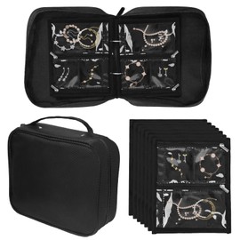 Travel Jewelry Organizer Case Jewelry Bags Storage Book Small Portable Binder Bags Clear Zipper Velvet Pouch Transparent Page Large Capacity for Traveling Earrings Rings Necklace Bracelet