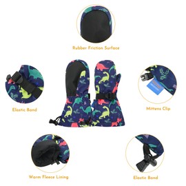 Zando Toddler Mittens Ages 2-4 Winter Kids Mittens Waterproof Mittens for Toddler Boys Snow Mittens Warm Ski Gloves Baby Mitten Thinsulate Kids Glove for Toddler Girls Mittens B Black 2-4T