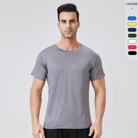 Men's Loose Fit Quick-Dry Stretch T-Shirt Running Top for Yoga & Fitness Training XL/Khaki 3ea