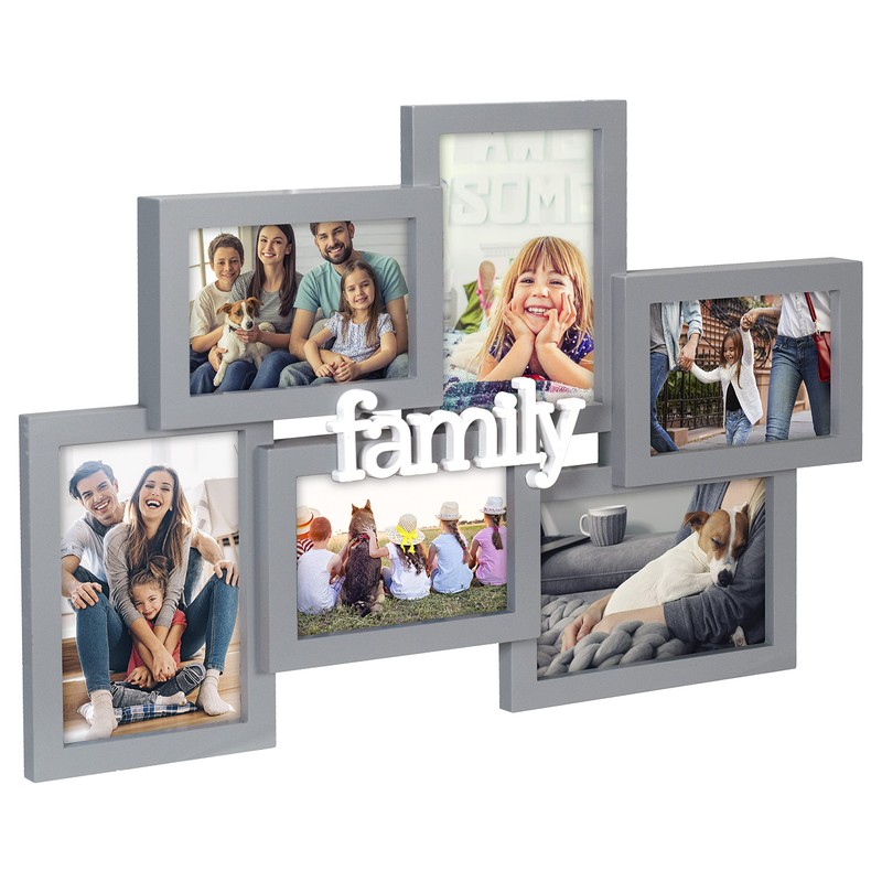 Malden International Designs 4x6 3.5x5 6-Opening Dimensional Gray Collage with