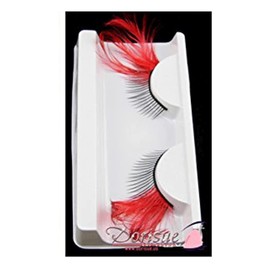 Dorisue Red Feather Eyelashes Halloween eyelashes Mad hatter accessories Sexy Feather Lashes RED Winged Costume Color Extra Extension false Eye Makeup Party Show Dramatic