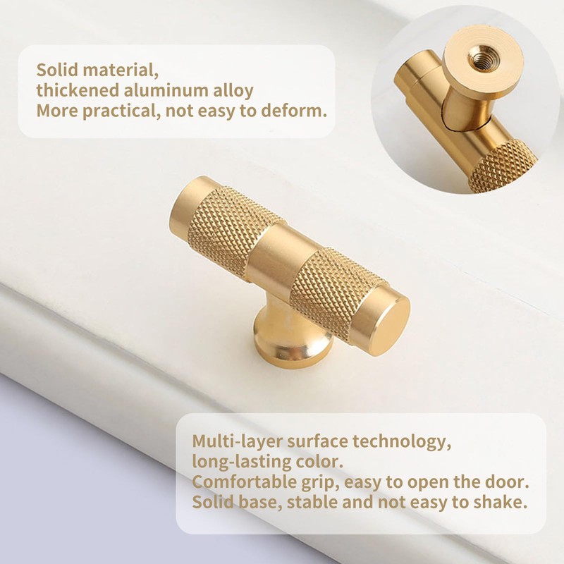 Xiciki 10 Pcs Gold Door Knobs Gold Kitchen Knobs, 50mm