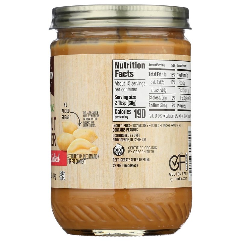 Woodstock Organic Crunchy Peanut Butter 16 Ounces (Case of 12)