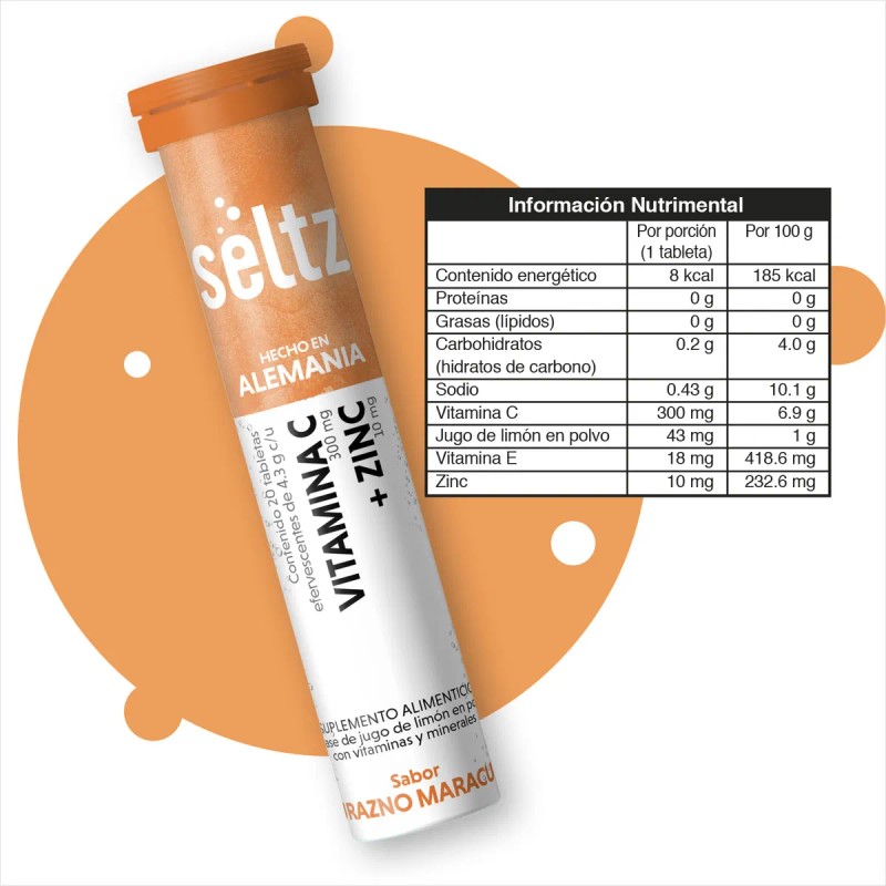 Zinc + Vitamina C Seltz 3 Pack Tabletas Efervescentes