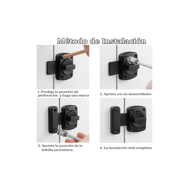Pestillo Para Puerta Con Tornillo Giratorio Set 2 Pcs -