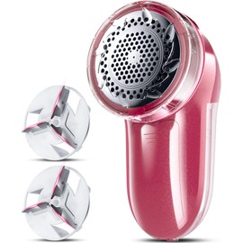 Fabric Shaver, Lint Remover, Bymore Lint Shaver Defuzzer Sweater Shaver for Clothes and Furniture AC Adapter or Battery Operated Pill Fuzz Remover (Bright Red)