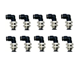 VETLEY PNEUMATIC Bulkhead Union Elbow Push To Connect Fitting 1/4 Inch x 1/4 Inch Tube OD, 90 Degree Pneumatic Tube Connector PLM1/4(Pack of 10)