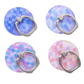 4Pcs Phone Ring Holder Stand, Mermaid Scale Cute 360 Rotation Finger Ring Stand Kickstand Grip Mount for Cellphones (Mermaid Stand)