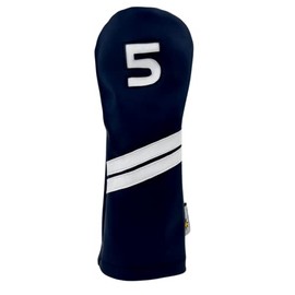 Navy Blue and White Sunfish Leather 5 Wood Fairway Golf Club Headcover
