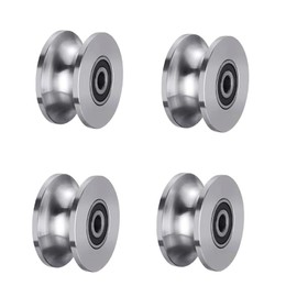 Sliding Gate Rollers Stainless Steel U Groove Wheel Heavy Duty Cable Pulley Block U Shaped Rail Gate Wheels Quiet and Smooth Operation Plate Caster with Bearing for Barn Door Track