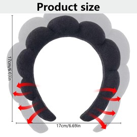 Black Sponge Spa Headband, 1Pcs Soft Clouds Beauty Hairband Terry Cloth Makeup Head Band for Washing Face Skincare Shower Makeup Removal Yoga Daily Use Non-Pinching Headbands for Friend's Gifts