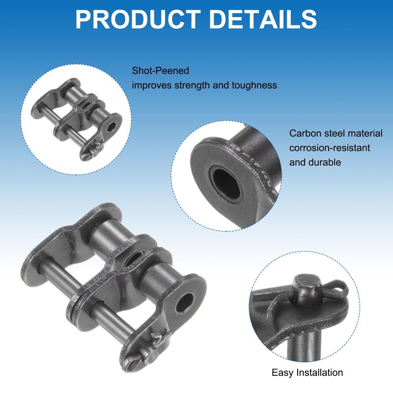 uxcell 8Pcs #40-2/08A-2 Double Chain Offset Half Link Roller 12.7mm