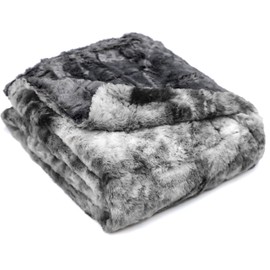 WOLF CREEK BLANKET Doublesoft - Oversized Faux Fur Throw Blanket, 50"x65" Gray Soft Fuzzy Fluffy Cozy Plush Furry Comfy Warm Home Decore for Couch Bed Chair & Bedroom