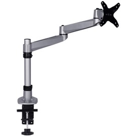 Mount-It! Premium Modular Monitor Desk Mount Arm Stand | Single Tilt Swivel Arm Fits 19 21.5 24 27 32 Inch Computer Screens with 75 100 VESA Patterns | C-Clamp and Grommet Bases | Silver