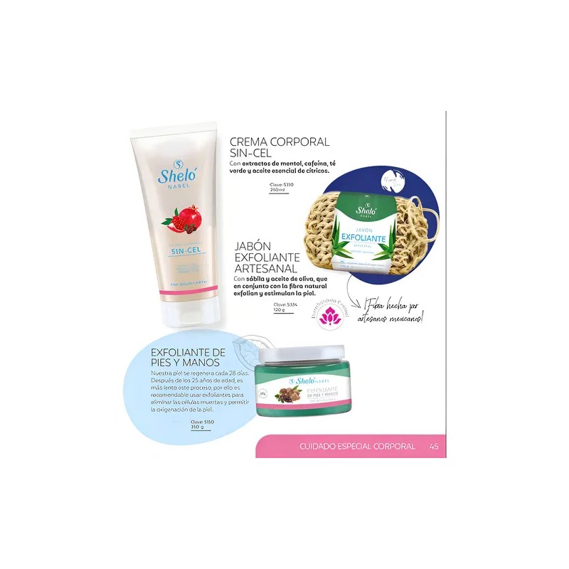 Jabón Exfoliante Corporal Sheló Nabel con Algas y Sábila