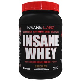 Insane Labz Insane Whey,100% Muscle Building Whey Protein, Natural Flavors,Pre or Post Workout, BCAA Amino Profile, Mass Gainer, Meal Replacement,Kosher Halal Approved,2 lbs, Chocolate
