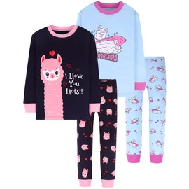DAUGHTER QUEEN Girls Pajamas 18-24 Months Alpaca PJs 100% Cotton Long Sleeve Pj Sets Baby Toddler Sleepwear Alpaca Jammies Llama Clothes 18m/Mo, 24m/Mth