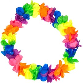 Genérico Lecute 12 Collar Hawaiano Tropical Fiesta Neon Brillan en Luz Negra UV Hawaii Flor Vacaciones Boda Batucada Hawaiian Tematica Disfraz Playa Diversion Luau Flores Collares Hawaianos, 90cm