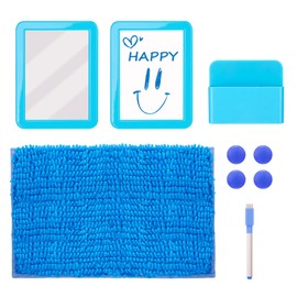 Locker Accessories Kit - 9 Pcs Blue Locker Organizer Stuff for Girls Boys, Back to School Supplies Include Locker Rug Magnetic Whiteboard Mirror Dry Erase Marker Holder and More Decor Essentials