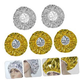 Baluue 2sets Hair Treatment Foil Cap Heat Cap for Deep Conditioning Hair Coloring and Dye Hat Aluminum Foil Universal Size Easy to Clean 5pcs*2