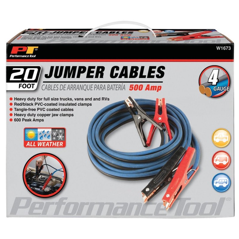 Performance Tool W1673 20' 4-Gauge 500 AMP All Weather Jumper