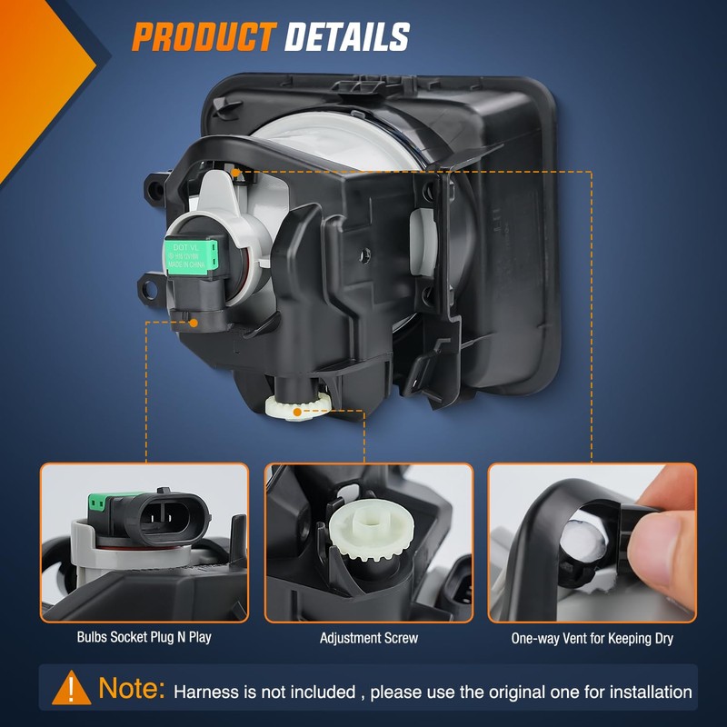 Nilight Fog Lights Assembly Compatible with 2014 2015 2016 2017