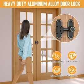 90 Degree Barn Door Lock Gate Latch, 90/180 Degree Door Hasp Latch, Sliding Door Lock Flip Latch for French Door, Wood Screen Door, Pocket Door, Fence Door (Luminous Black, 1)