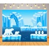 CORFOTO Arctic Icebergs Landscape Backdrop Fabric 5x3ft Winter Ocean Igloo